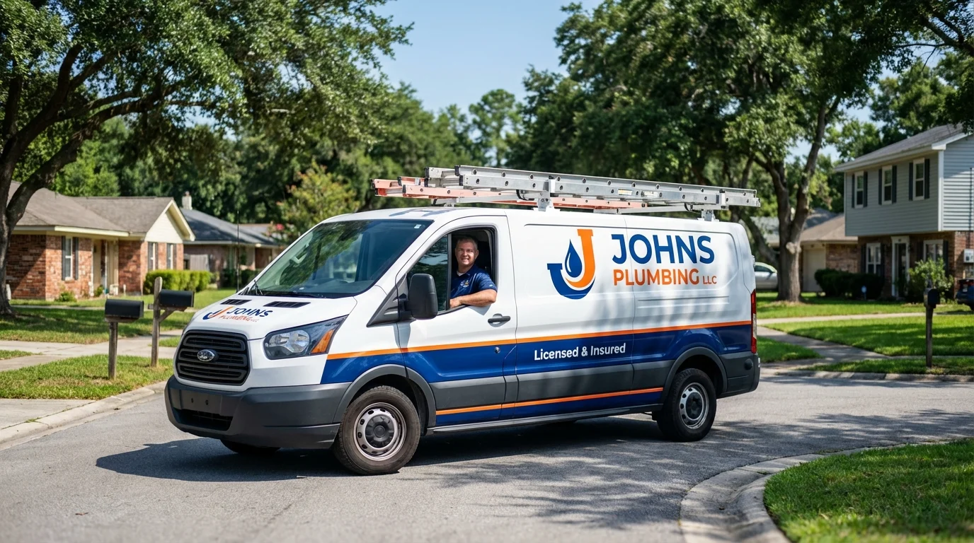 Johns Plumbing LLC service van in Shaw, MS