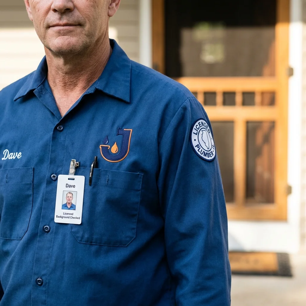 Licensed plumber showing ID badge in Shaw, MS