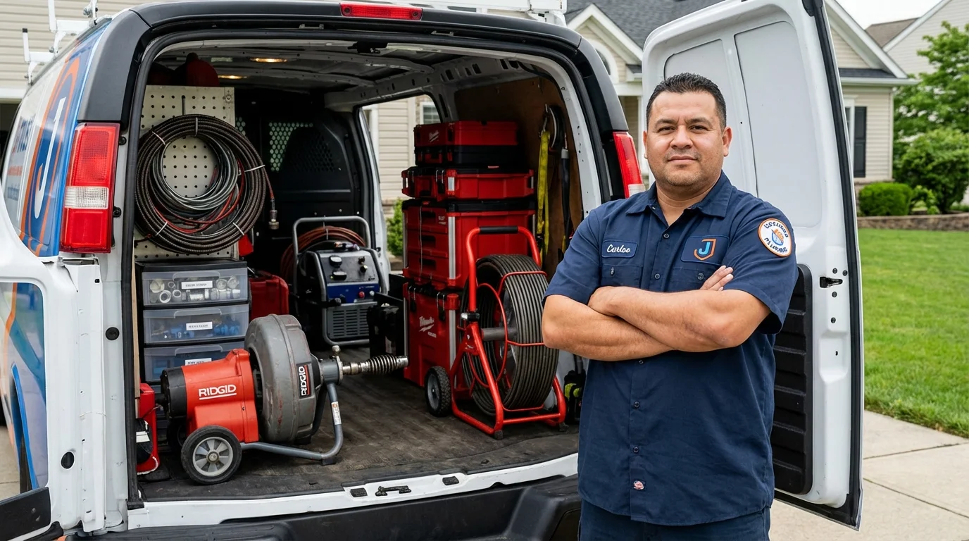 Professional drain cleaning equipment and Johns Plumbing LLC plumber in Shaw