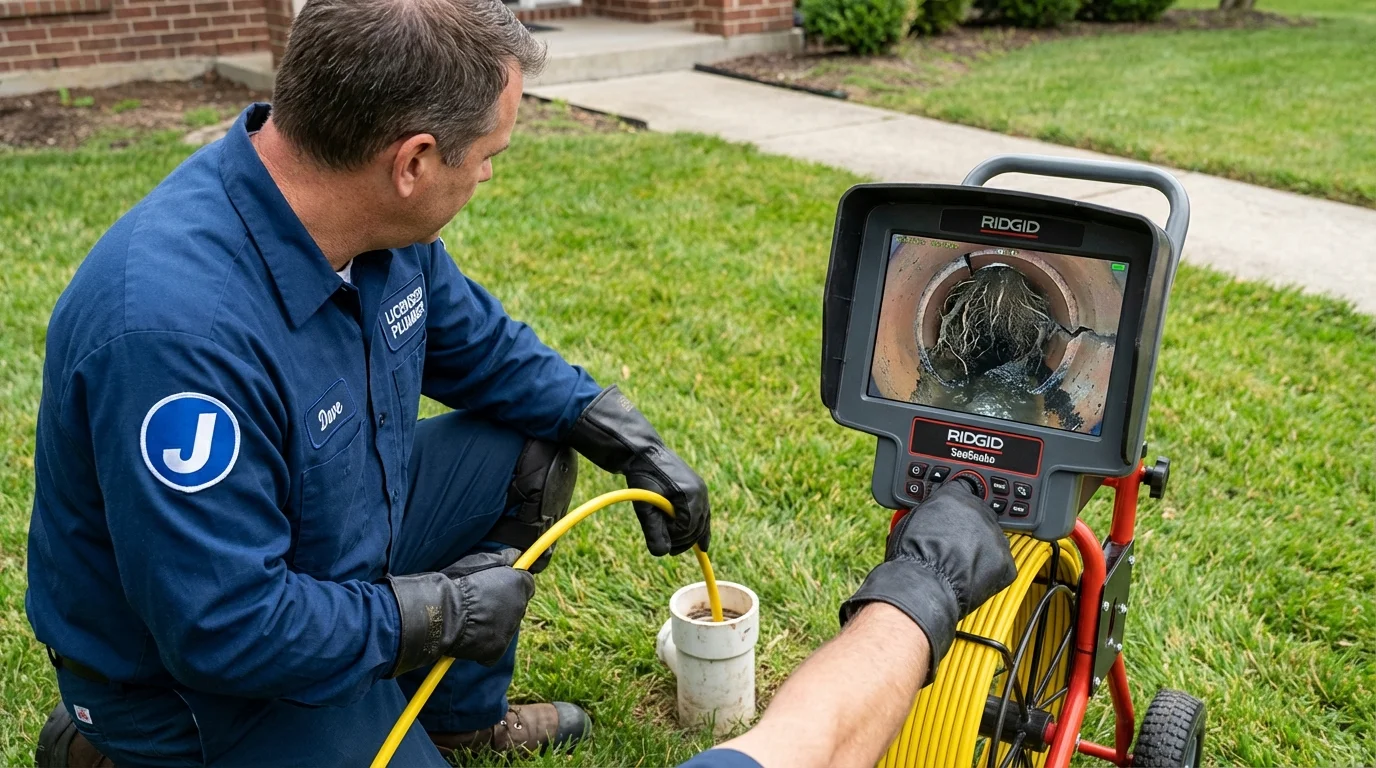 Sewer camera inspection being performed by Johns Plumbing LLC in Shaw